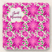 Custom Hot Pink Floral Seamless Pattern  コースター (正面)