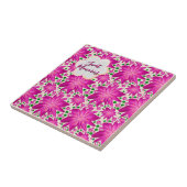 Custom Hot Pink Floral Seamless Pattern  タイル (側面)