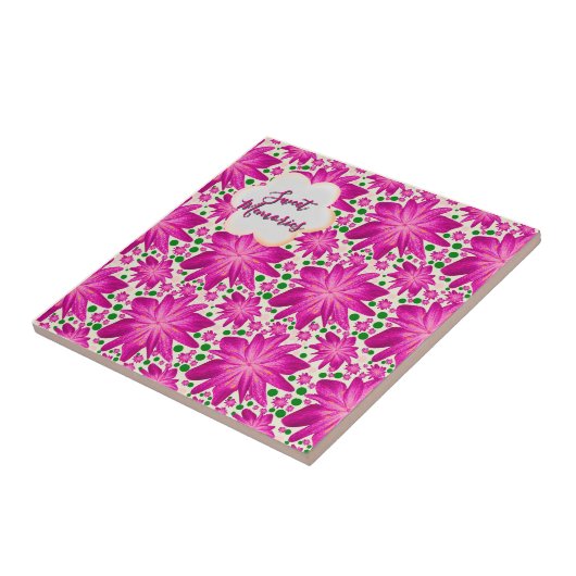 Custom Hot Pink Floral Seamless Pattern  タイル (側面)