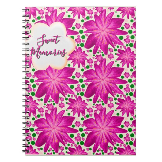 Custom Hot Pink Floral Seamless Pattern  ノートブック (正面)