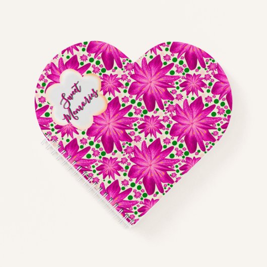 Custom Hot Pink Floral Seamless Pattern  ノートブック (正面)