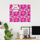 Custom Hot Pink Floral Seamless Pattern  ポスター (ホームオフィス)