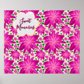 Custom Hot Pink Floral Seamless Pattern  ポスター (正面)