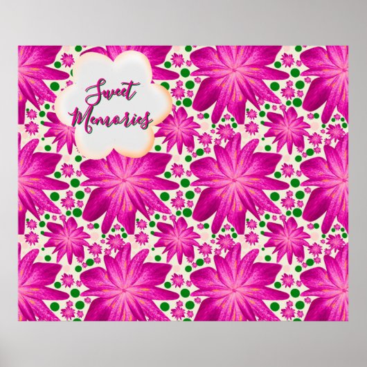 Custom Hot Pink Floral Seamless Pattern  ポスター (正面)