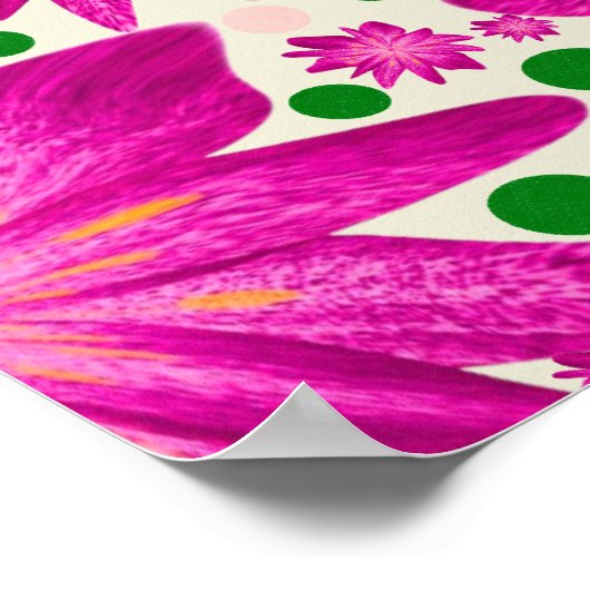 Custom Hot Pink Floral Seamless Pattern  ポスター (角)