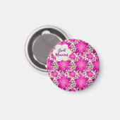 Custom Hot Pink Floral Seamless Pattern  マグネット (正面/裏面)