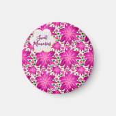 Custom Hot Pink Floral Seamless Pattern  マグネット (正面)