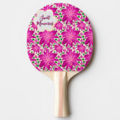 Custom Hot Pink Floral Seamless Pattern  卓球ラケット (正面)