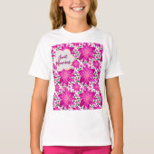 Custom Hot Pink Floral Seamless Pattern  Tシャツ (正面)