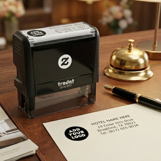 Custom Hotel Logo Return Address Self-Inking Stamp セルフインキングスタンプ