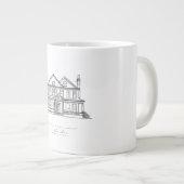 Custom House Illustration Minimalist Line Art Home ジャンボコーヒーマグカップ (正面右)