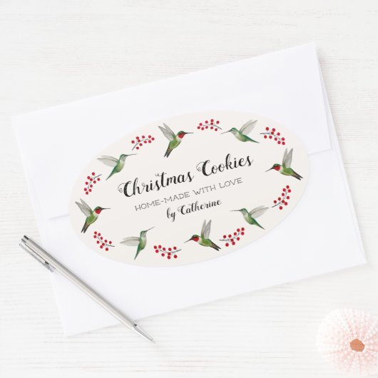 Custom Hummingbird   楕円形シール (封筒)