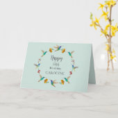 Custom Hummingbird Birthday Card カード (黄色い花)