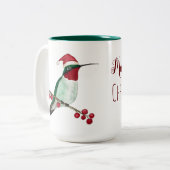 Custom Hummingbird Merry Christmas ツートーンマグカップ (正面左)