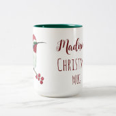 Custom Hummingbird Merry Christmas ツートーンマグカップ (中央)