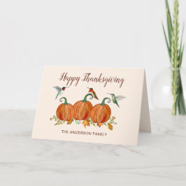 Custom Hummingbirds and Pumpkin Thanksgiving シーズンカード