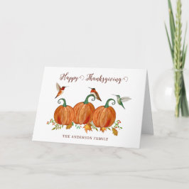 Custom Hummingbirds and Pumpkins Thanksgiving シーズンカード