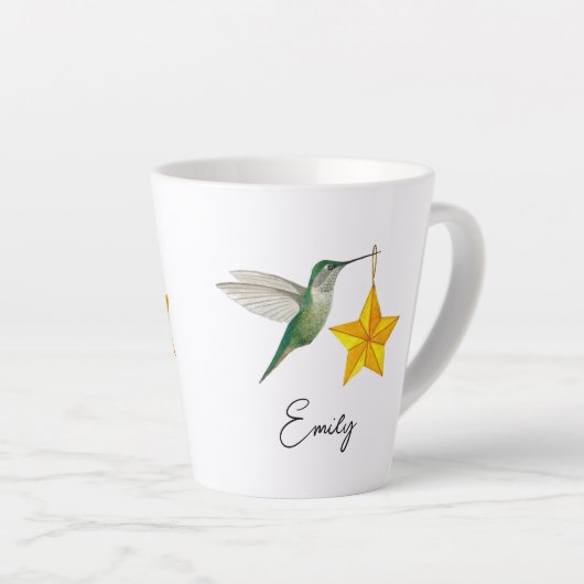 Custom Hummingbirds and Stars Latte Mug カフェラテマグ (右アングル)