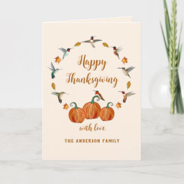 Custom Hummingbirds Happy Thanksgiving Card シーズンカード