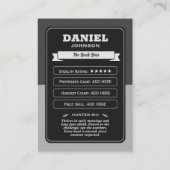 Custom Hunter Trading Card, Hunting Gifts Hunter  コーリングカード (裏面)