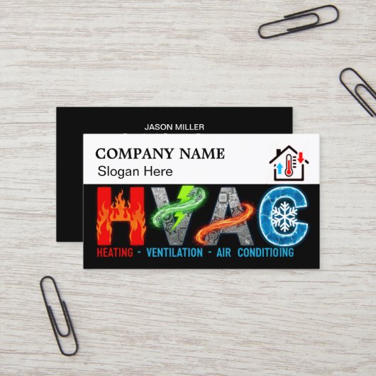 Custom HVAC Business Card with Company Logo & Slog 名刺 (正面/裏面インサイチュ)