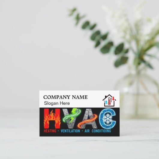 Custom HVAC Business Card with Company Logo & Slog 名刺 (スタンド正面)