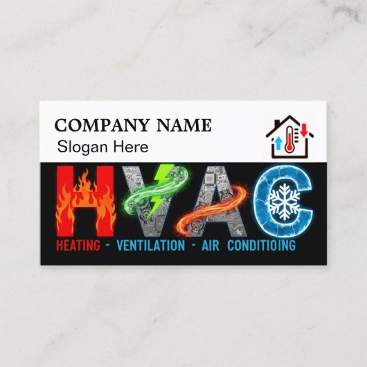 Custom HVAC Business Card with Company Logo & Slog 名刺 (正面)