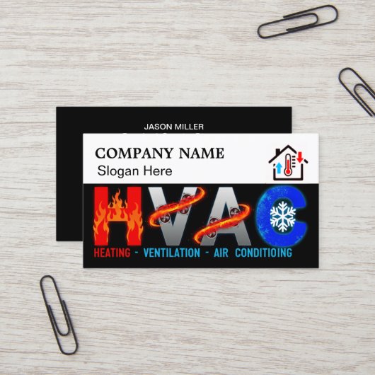 Custom HVAC Business Card with Company Logo slog 2 名刺 (正面/裏面インサイチュ)