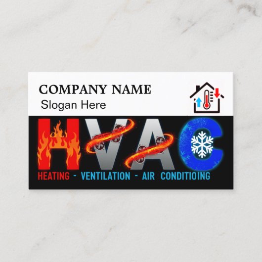 Custom HVAC Business Card with Company Logo slog 2 名刺 (正面)