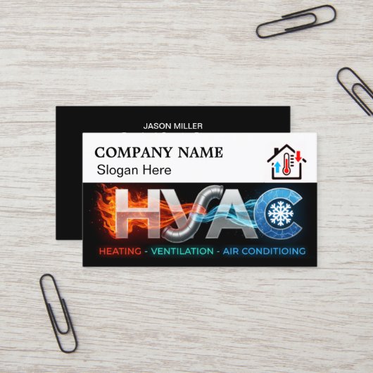 Custom HVAC Business Card with Company Logo slog 3 名刺 (正面/裏面インサイチュ)
