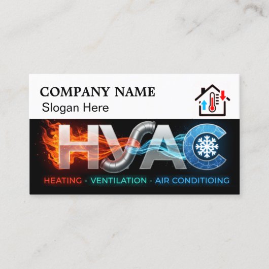Custom HVAC Business Card with Company Logo slog 3 名刺 (正面)