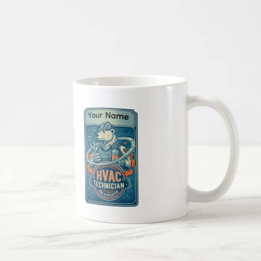 Custom HVAC Technician Cool Polar Bear Mug コーヒーマグカップ (右)