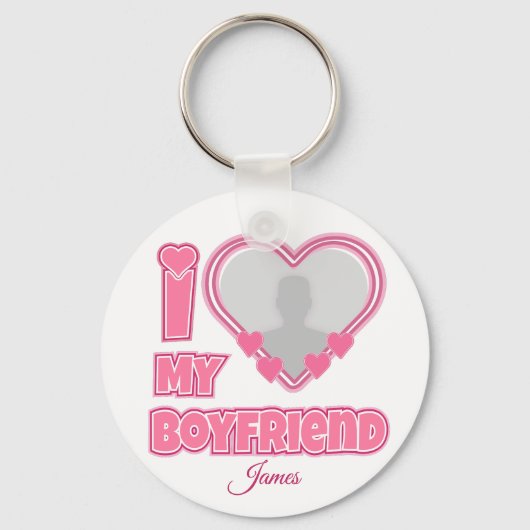 Custom I Love My Boyfriend – Add Photo & Name キーホルダー (正面)