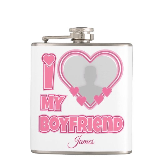 Custom I Love My Boyfriend – Add Photo & Name フラスク (正面)