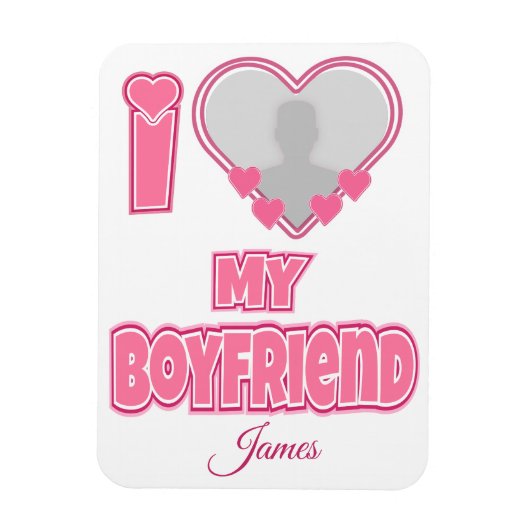 Custom I Love My Boyfriend – Add Photo & Name マグネット (縦)