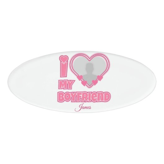 Custom I Love My Boyfriend – Add Photo & Name 名札 (正面)