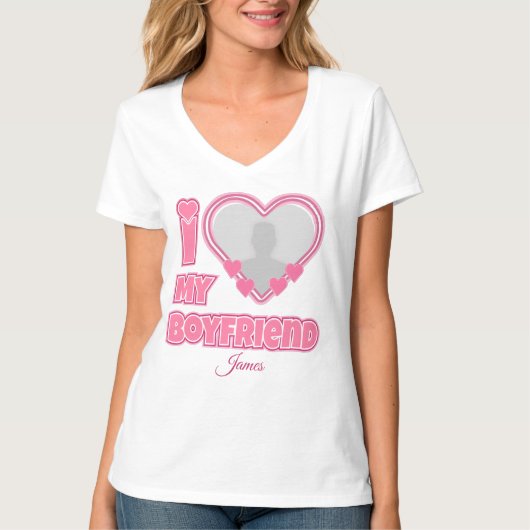 Custom I Love My Boyfriend – Add Photo & Name Tシャツ (正面)