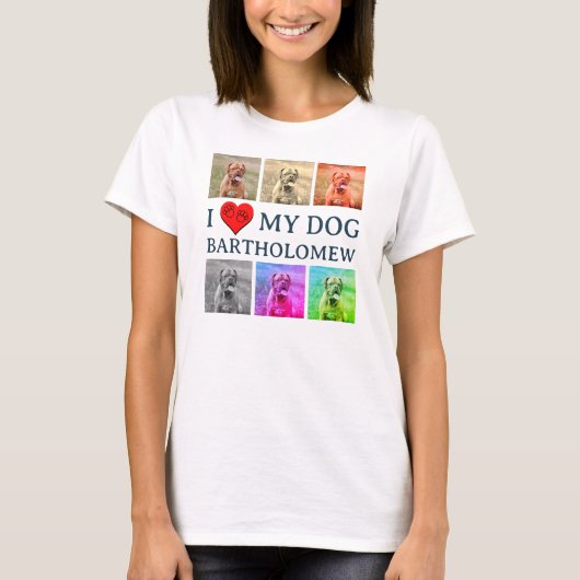 Custom I LOVE MY DOG Pop Art Pet Lover Tシャツ (正面)