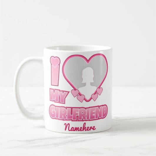 Custom I Love My Girlfriend – Add Photo & Name コーヒーマグカップ (左)