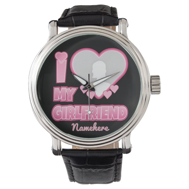 Custom I Love My Girlfriend – Add Photo & Name 腕時計 (正面)