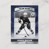 Custom Ice Hockey Trading Card Blue Silver Stadium コーリングカード (正面)
