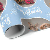 Custom Icy Blue Merry Christmas One Circle Photo ラッピングペーパー (ロールコーナー)