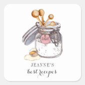 Custom Illustrated Sugar Egg Kitchen Baker スクエアシール (正面)