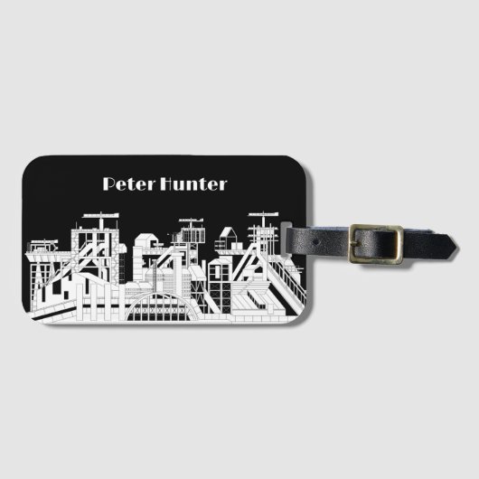 Custom Industrial Metallurgical Combine Silhouette ラゲッジタグ (正面横)