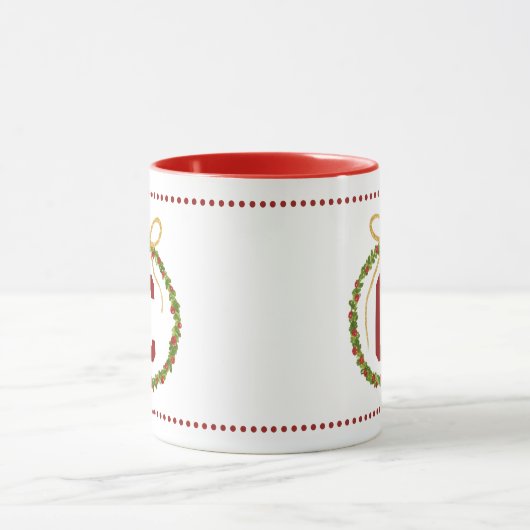 Custom Initial Christmas Art マグカップ (中央)