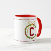 Custom Initial Christmas Art マグカップ (正面右)