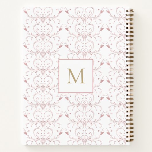 Custom Initial Dusty Rose Botanical Butterfly  ノートブック (裏面)