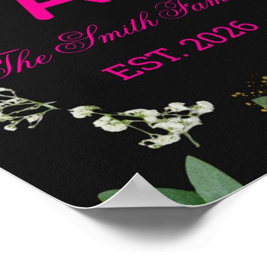 Custom Initial Elegant Botanical Monogram Print ポスター (角)