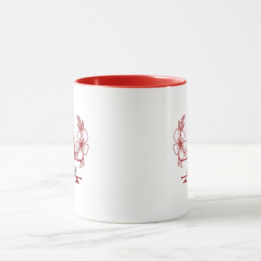 Custom Initial Floral Monogram Mug マグカップ (中央)