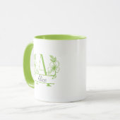 Custom Initial Floral Monogram Mug マグカップ (正面左)